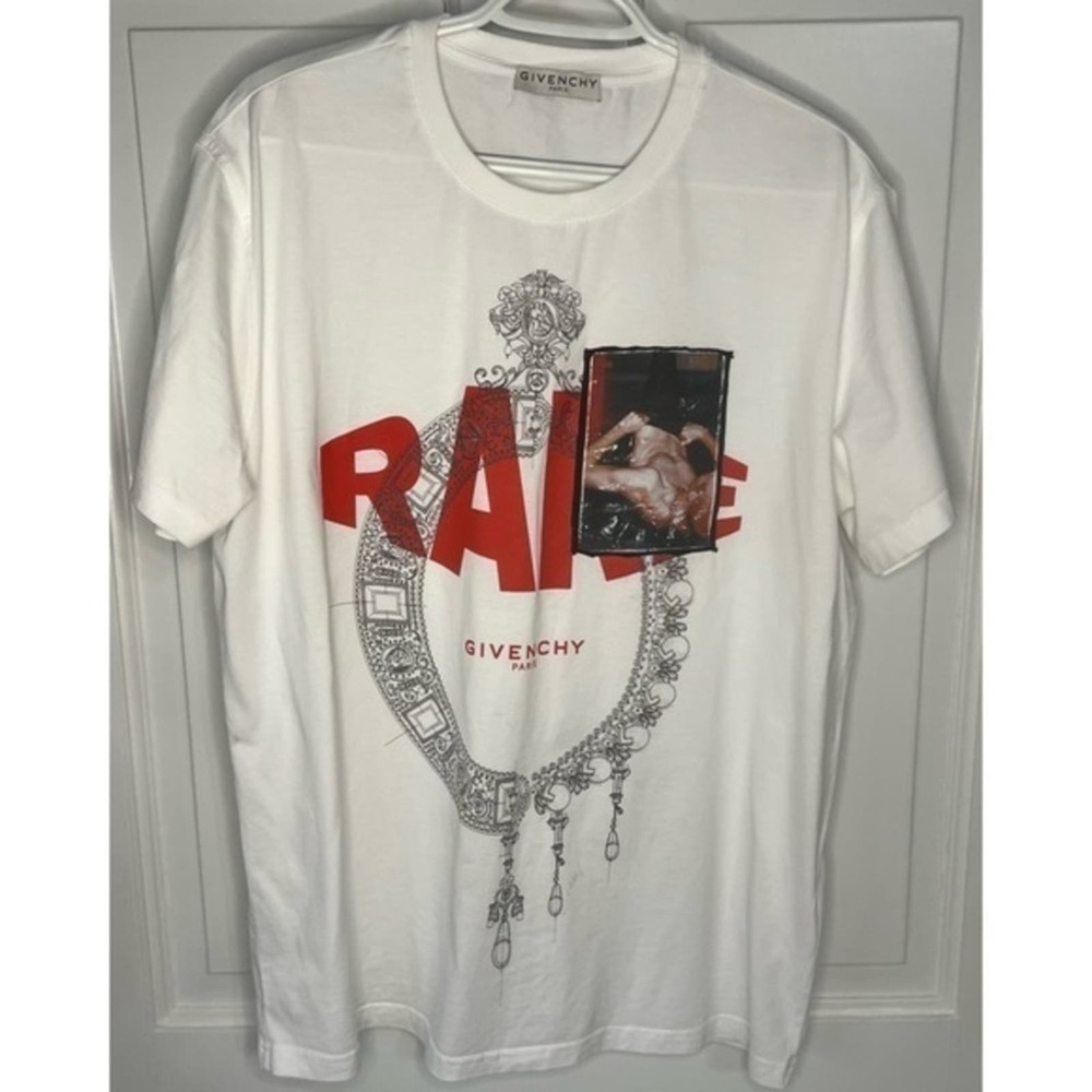 Givenchy Rare Logo Regular Fit White Short Sleeve Graphic Cotton Tee Size M NWOT - Picture 3 of 9